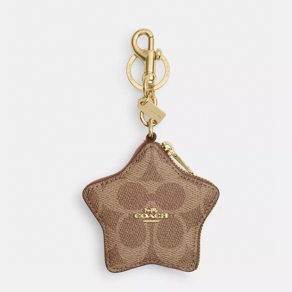 NWT Coach Star Bag Charm In Signature Canvas